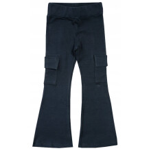 Pantaloni sportivi a zampa d'elefante da ragazza, pantaloni da combattimento, cotone, blu navy, YO! 110/116 Ł020B