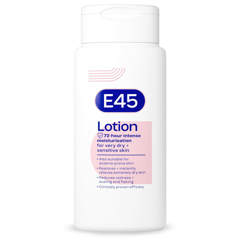 Photos - Cream / Lotion E45 Moisturising Lotion 200 ml, Daily Body Moisturiser for Dry & Sensitive Skin, Long-Lasting Hydration to Soothe, Protect &