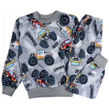 Set pigiama a maniche lunghe da bambino in cotone con grandi macchine 3/4 J201W