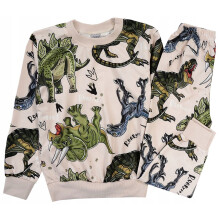 Set pigiama a maniche lunghe da bambino, cotone, dinosauri, beige, 3/4 J201Ł