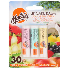 Malibu Sun SPF 30 Lip Balm Sunscreen, Watermelon, Mint and Vanilla, 3 x 5g,