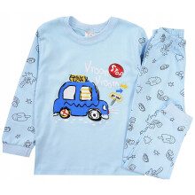 Pigiama a maniche lunghe da bambino in cotone con stampa taxi blu taglia 4 J201j