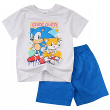 Pigiama da bambino a maniche corte, modello SONIC, pantaloncini bianchi 116 D011U
