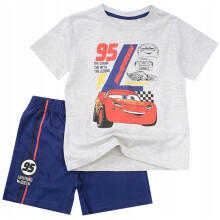 Pigiama da bambino a maniche corte con stampa auto, pantaloncini grigi/blu navy 128 D011Z