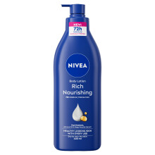 NIVEA Rich Nourishing Body Lotion, 400ml. 72H Hydration for Dry Skin with Deep Moisture Serum & Almond Oil.