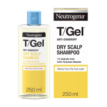 Neutrogena T/Gel Anti Dandruff Shampoo, 250ml. For Dry Hair. Salicylic Acid. Fights Dandruff & Repairs Damaged Hair.