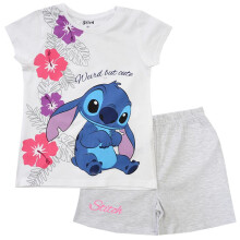 Pigiama da bambina STITCH STITZ a maniche corte, bianco e grigio 92 D051F