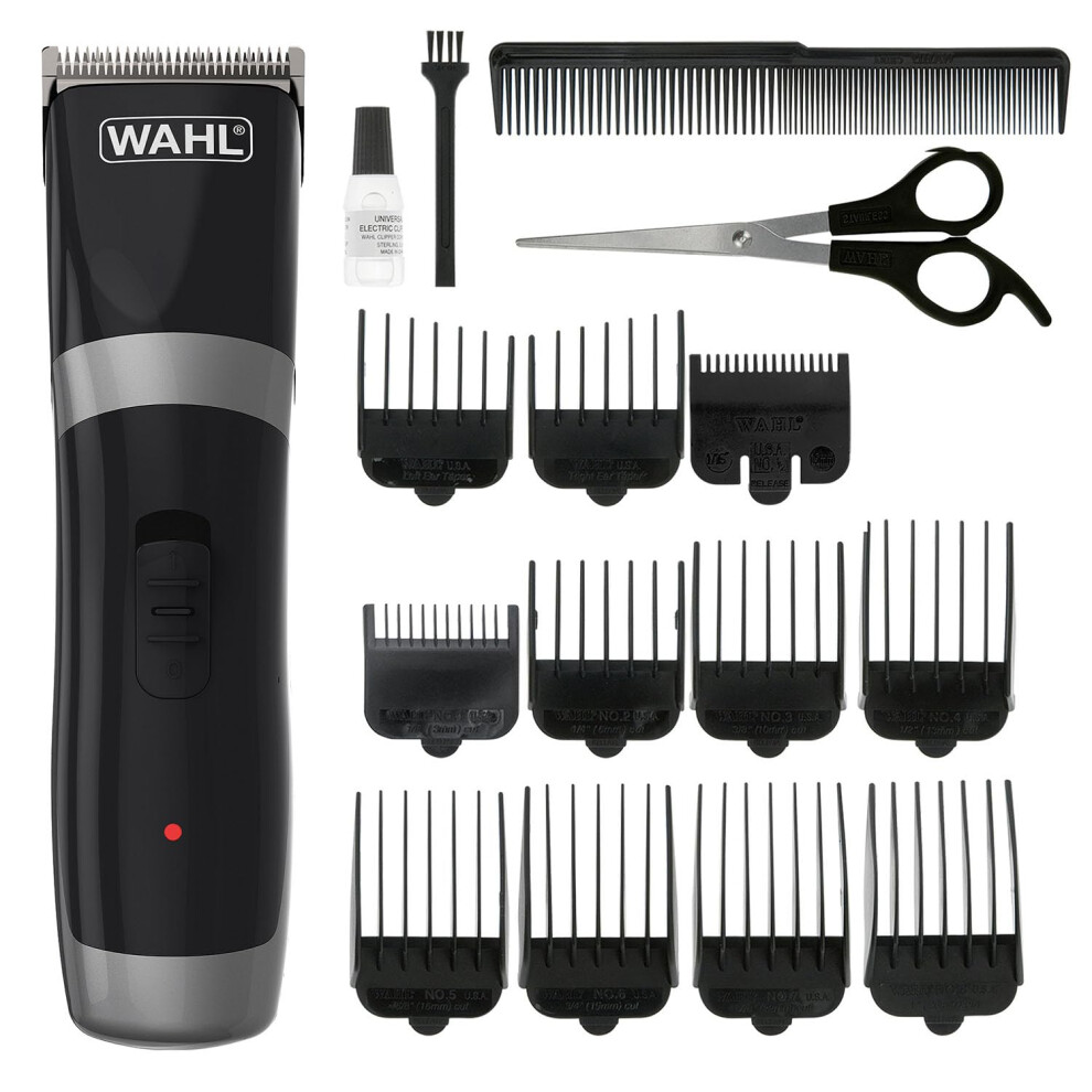 Wahl Cord/Cordless Hair Clipper. Rechargeable, Rinseable Blades, Guide Combs.