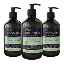 Baylis & Harding Goodness Oud, Cedar & Amber Natural Hand Wash, 500 ml (Pack of 3) - Vegan Friendly