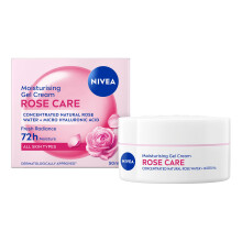 NIVEA Rose Care Gel Cream, 50ml. Face Moisturiser with Rose Water & Hyaluronic Acid for 72H Moisture.
