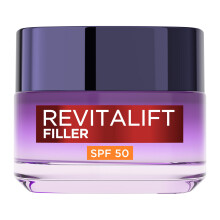 L’Oréal Paris Revitalift Filler SPF50 Cream 50ml, Anti-Ageing, UV Protection. Replumps, Hydrates & Smooths Wrinkles with Hyaluronic Acid.