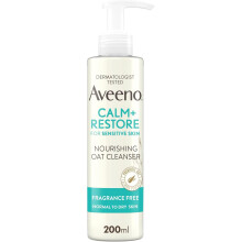 AVEENO Face CALM+RESTORE Nourishing Oat Cleanser 200ml, Non-Foaming, Gentle, Prebiotic Oat, Calming Feverfew, Sensitive Skin.
