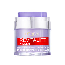 L’Oréal Paris Revitalift Filler Plumping Water Cream, 50ml. Lightweight Face Moisturiser with Hyaluronic Acid. Smooths & Re-Plumps Wrinkles.
