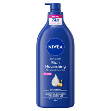 NIVEA Rich Nourishing Body Lotion 625ml, 72H Hydration for Dry Skin, with Deep Moisture Serum & Almond Oil.