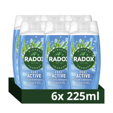 Radox Mineral Therapy Feel Active Body Wash. Herbs, Minerals, Sea Salt & Lemongrass. Refreshing. 225ml, Pack of 6.