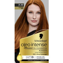 Schwarzkopf Oleo Intense Permanent Oil Colour 7-77 Copper Red Hair Dye, 100% Grey Coverage, Long-Lasting, Ammonia Free.