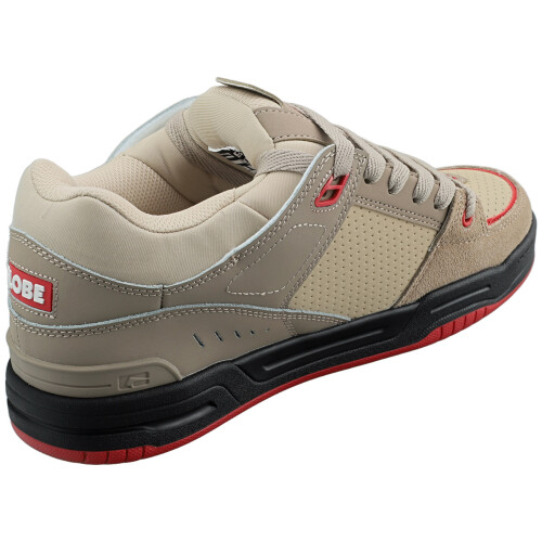 (7.5) Globe Fusion Mens Trainers in Khaki Red 1