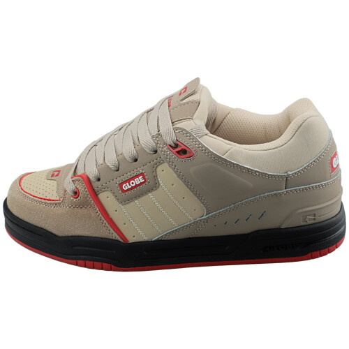 (7.5) Globe Fusion Mens Trainers in Khaki Red 2
