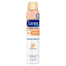 Sanex Derma Care Sensitive Antiperspirant Spray, 200ml. 48-Hour Protection against Sweat & Odour. Gently Cares for Skin, 0% Alcohol.