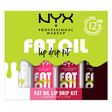 NYX Professional Makeup Fat Oil Lip Drip Gloss, Pack of 4, High Shine, Non-Sticky, 12H Hydrating, With Squalane, Fat Applicator.