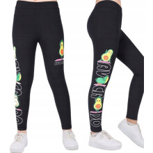 LEGGINGS DA RAGAZZA, pantaloni neri con avocado 140 H005P