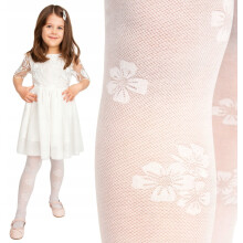 Medias elegantes de 30 deniers, blancas con flores caladas, 116/122 x 70