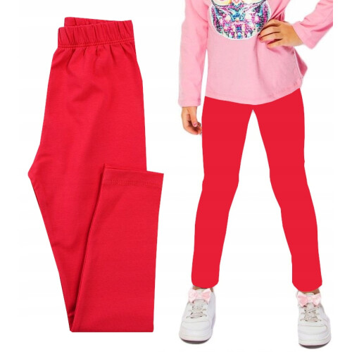 Mädchenleggings, glatte Baumwolle, Rot, 98 H005Y