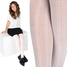Medias elegantes de 30 deniers blancas con estampado en zigzag Noviti 104/110 V025B