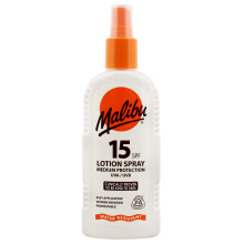 Malibu Sun SPF 15 Lotion Spray, Medium Protection Sun Cream, Water Resistant, Vitamin Enriched, with Shea Butter Extract, 200ml