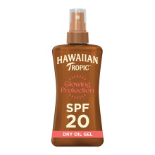 Hawaiian Tropic Glowing Protection Sunscreen Dry Oil Gel, SPF 20 UVA/UVB, Water Resistant, Tropical Scent, Coconut Oil, 200ml.