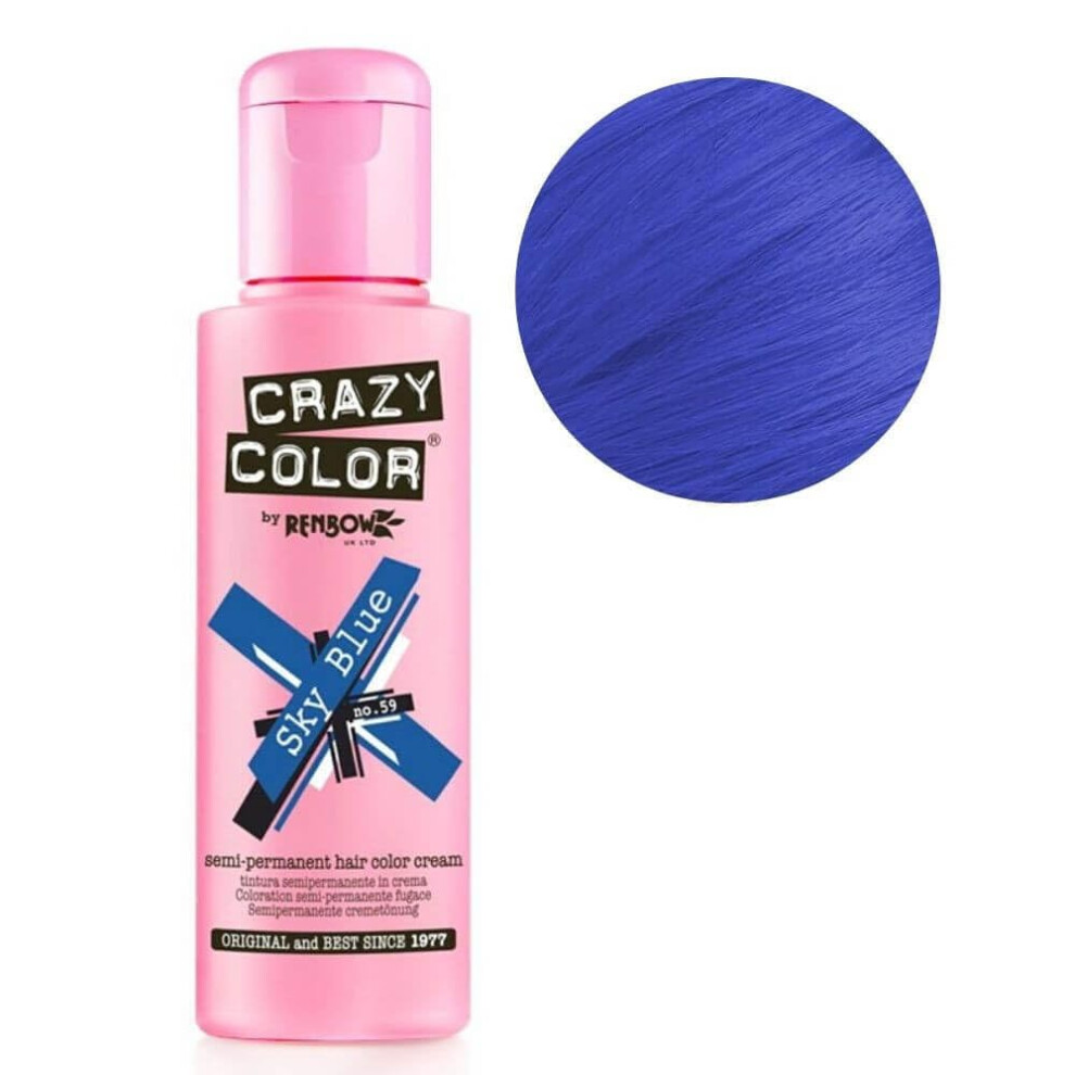 Photos - Hair Dye Renbow Crazy Color Semi-Permanent Hair Color Dye Sky Blue 59 â 100ml