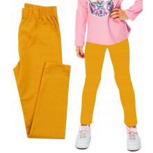 Leggings da bambina in cotone liscio color senape 116 H005W
