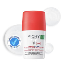 Vichy Deodorant Dermo-Tolerance, 72HR Stress Resist Roll-On Anti-Perspirant, For Sensitive Skin, With Perlite & Perspicalm, 50ml