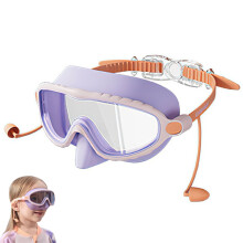 Maschera da snorkeling per bambini con coprinaso e tappi per le orecchie, panoramica a 180, anti-perdita, anti-appannamento, anti-UV, per