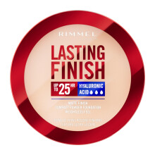 Rimmel Lasting Finish 25 HR Compact Foundation 001 Fair Porcelain, Matte, Buildable, Powder-to-Cream, SPF 20, Hyaluronic Acid, Waterproof.
