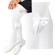 Collant in cotone a righe con fiocco NOVITI bianco 92/98 V022K
