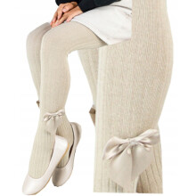 Collant in cotone a righe con fiocco NOVITI beige 104/110 V022L