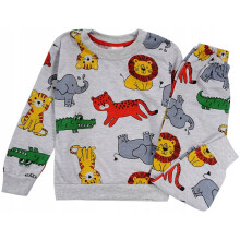 Set pigiama a maniche lunghe con stampa animalier safari grigio 9/10 J20Q