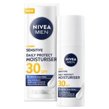 NIVEA MEN Sensitive Daily Protect Moisturiser SPF 30 (50ml), For Sensitive Skin, Lightweight, UV Protection, Non-Greasy.