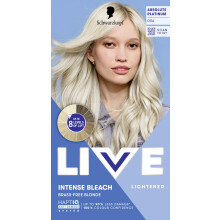 Schwarzkopf LIVE Intense Bleach 00A Absolute Platinum, Up to 8 Levels Lift, HaptiQ Anti-Damage System, Anti-Yellow Effect.
