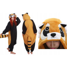 RED PANDA RACCOON KIGU PYJAMA ONESIE in pile corallo 140 CH1S