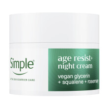 Simple Age Resist+ Night Facial Moisturiser Cream with Squalane + Rosemary to Help Fight Premature Ageing, 50 ml