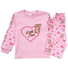 Set pigiama in cotone a maniche lunghe rosa con orsetto, 4 anni J201N