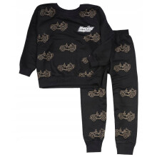 Tuta sportiva da ragazzo con motivo auto, felpa e pantaloni, taglia 4/5 J621L