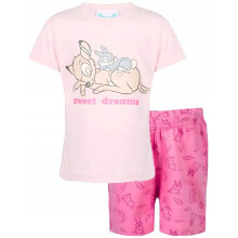 Pigiama da bambina in maglia di cotone con maniche, motivo cervo rosa, 110/116 ER01U