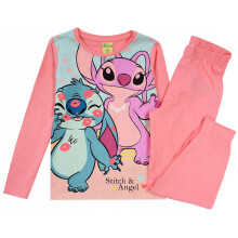 Pigiama da bambina in cotone a punto lilo, rosa 116 D051Ś