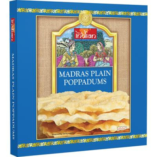 Panqueques indios Pappadums Madras 112g - Auténticamente indios