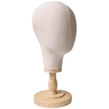 Suporte para peruca de manequim de 54 cm com base de madeira, suporte de peruca removível, expositor multifuncional para chapéus.