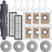 Kit de acessórios para aspirador robô, escova principal, 2 filtros, 4 panos de limpeza, 6 escovas laterais, 6 sacos de pó, peças de reposiçã