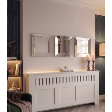 3x Silver Bevelled Edge Plastic Mirror Square 39Cm